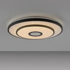 LED Deckenleuchte TURANUS, schwarz, rund, D 50 cm, Sternenhimmel