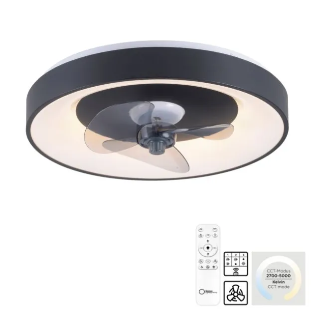 LED Deckenleuchte Ventialtor schwarz mit Timer dimmbar Memoryfunktion