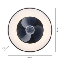 LED Deckenleuchte Ventialtor schwarz mit Timer dimmbar Memoryfunktion
