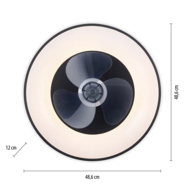 LED Deckenleuchte Ventialtor schwarz mit Timer dimmbar Memoryfunktion