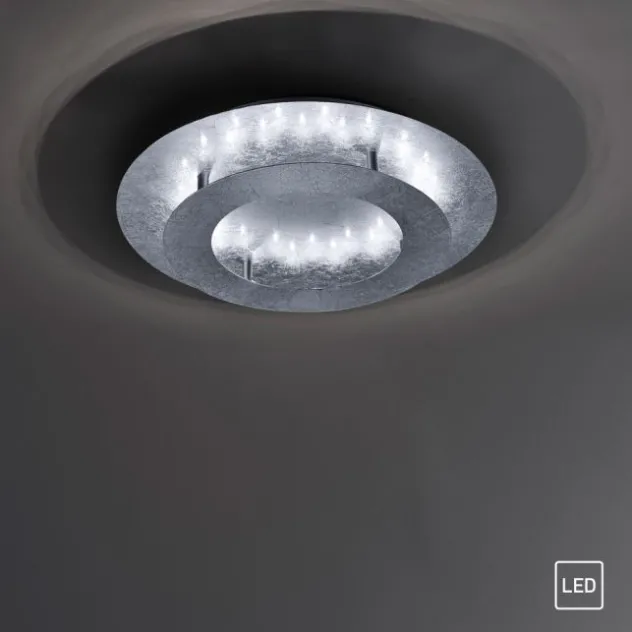 LED-Deckenleuchte, Wandleuchte, Blattsilber-Optik, Ø 40cm, indrekt,