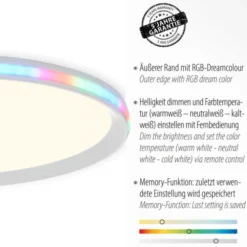 LED-Deckenleuchte, weiß, CCT, RGB, Fernbedienung, dimmbar