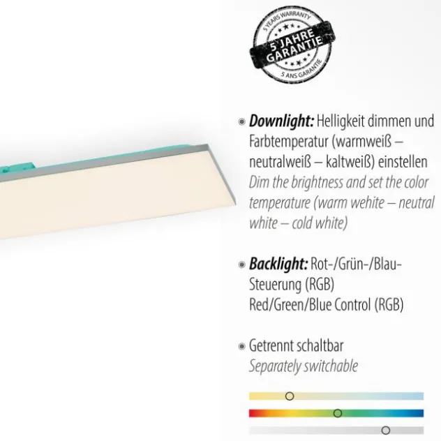 LED Deckenleuchte, weiß, CCT, RGB, Fernbedienung, dimmbar