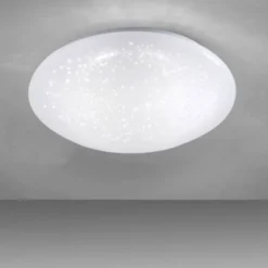 LED-Deckenleuchte, weiß, Ø 25cm, rund, Sternenoptik, glitzer Effekt
