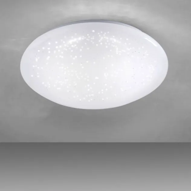 LED-Deckenleuchte, weiß, Ø 25cm, rund, Sternenoptik, glitzer Effekt
