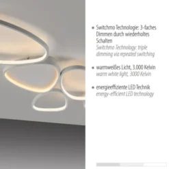 LED Deckenleuchte weiß dimmbar in 3 Stufen Memoryfunktion Wohnzimmer