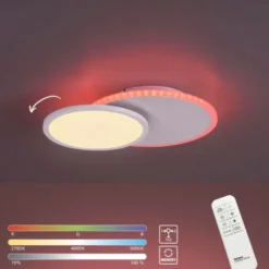 LED Deckenleuchte, weiß, dimmbar, Fernbedienung, Memory, rund