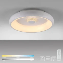 LED Deckenleuchte weiß grau rund Kristalleffekte dimmbar CCT