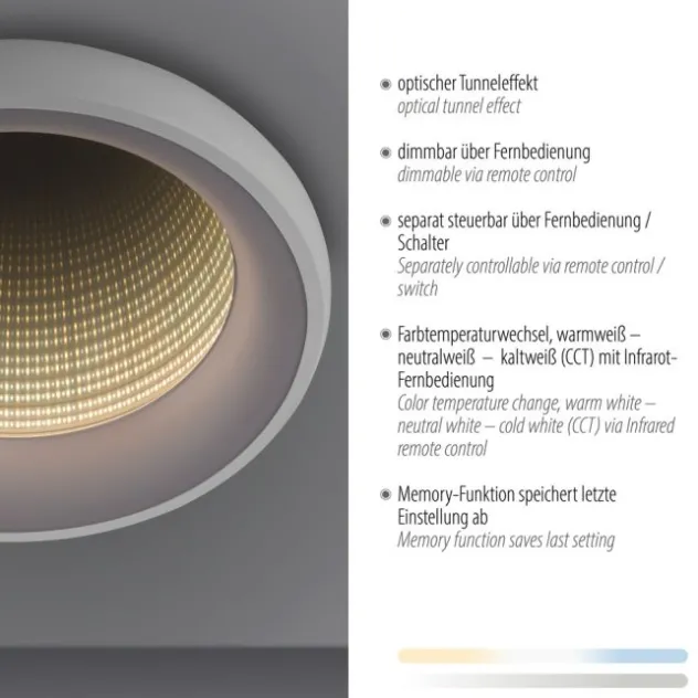 LED Deckenleuchte weiß mit Tunneleffekt dimmbar Fernbedienung CCT