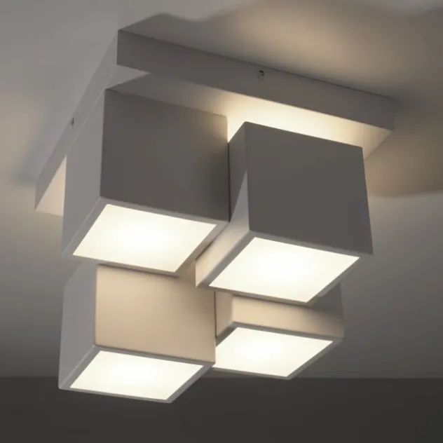 LED Deckenleuchte weiß modern Würfel Form warmweiß Wohnzimmer