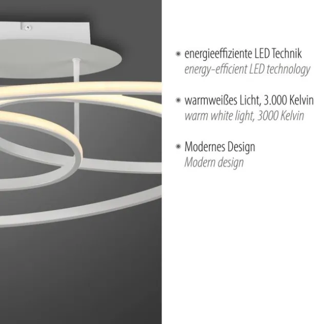 LED Deckenleuchte weiß modern Leuchtringe Esszimmer Wohnraumlampe