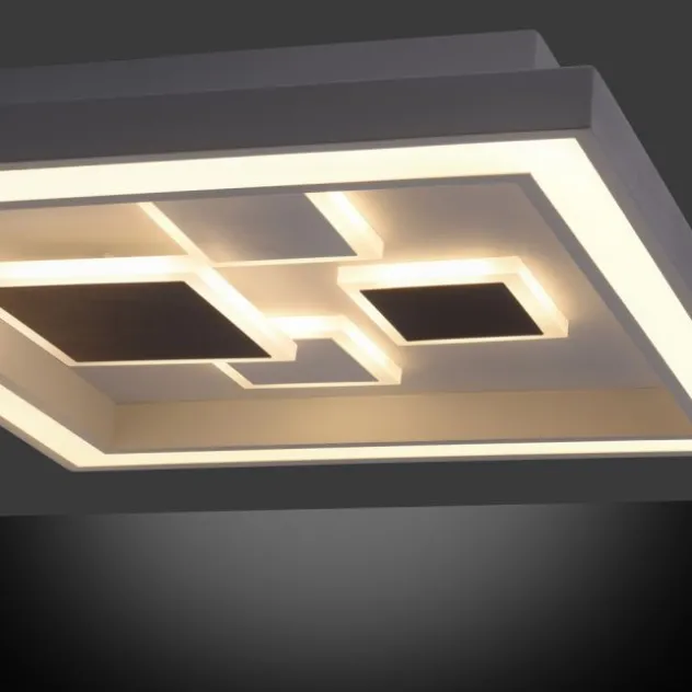 LED-Deckenleuchte, weiß, quadratisch, modern, geometrisches Musterung