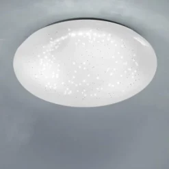 LED-Deckenleuchte, weiß, rund, Sternenoptik, warmweiß