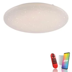 LED Deckenleuchte, weiß, rund, Sterneneffekt, Lichtfarbensteuerung, modern