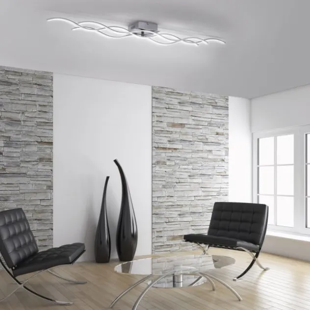 LED-Deckenleuchte, Wellenform, stahl, modern, 3 Lichtbänder, modern, Wave