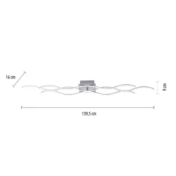 LED-Deckenleuchte, Wellenform, stahl, modern, 3 Lichtbänder, modern, Wave