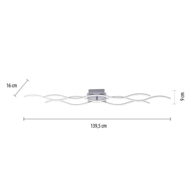 LED-Deckenleuchte, Wellenform, stahl, modern, 3 Lichtbänder, modern, Wave