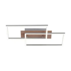 LED-Deckenleuchte, 50,4x42cm, Fernbedienung, dimmbar, Holzdekor,