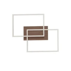 LED-Deckenleuchte, 50,4x42cm, Fernbedienung, dimmbar, Holzdekor,