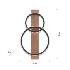 LED Deckenleuchte 53x31cm Holzoptik ring Holdekor schwarz warmweiß Licht