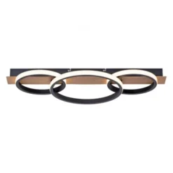 LED Deckenleuchte 68x30cm Holzoptik ring Holdekor schwarz warmweiß Licht