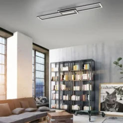 LED Deckenleuchte 95x17,5cm schwarz flach Memoryfunktion schlichtes Panel