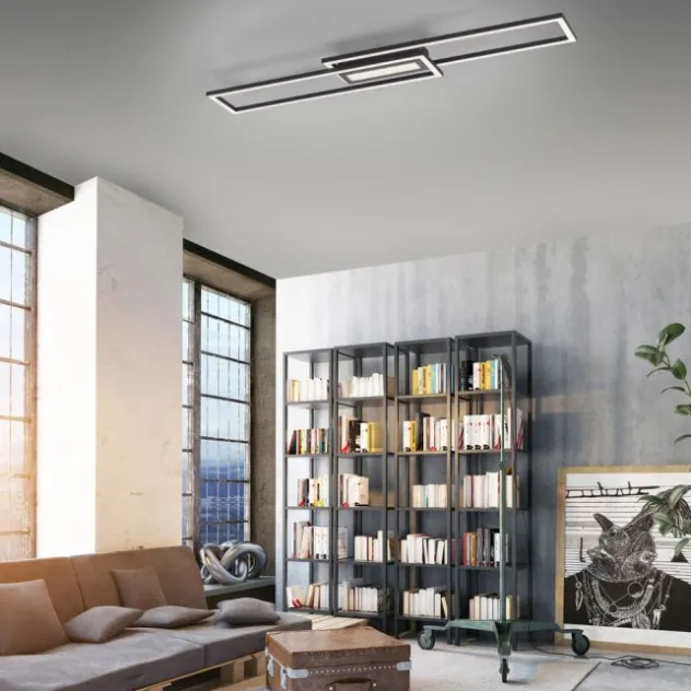LED Deckenleuchte 95x17,5cm schwarz flach Memoryfunktion schlichtes Panel