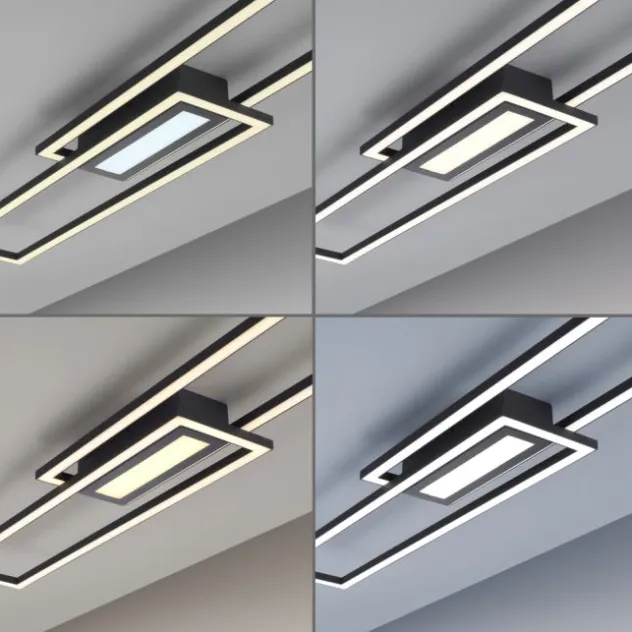 LED Deckenleuchte 95x17,5cm schwarz flach Memoryfunktion schlichtes Panel