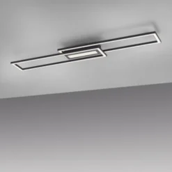 LED Deckenleuchte 95x17,5cm schwarz flach Memoryfunktion schlichtes Panel