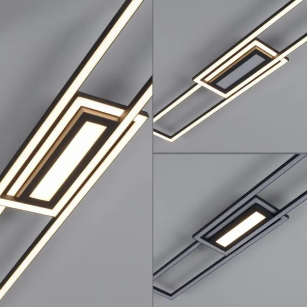 LED Deckenleuchte 95x17,5cm schwarz flach Memoryfunktion schlichtes Panel