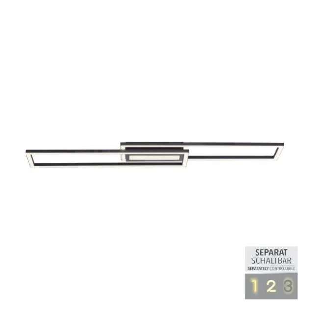 LED Deckenleuchte 95x17,5cm schwarz flach Memoryfunktion schlichtes Panel