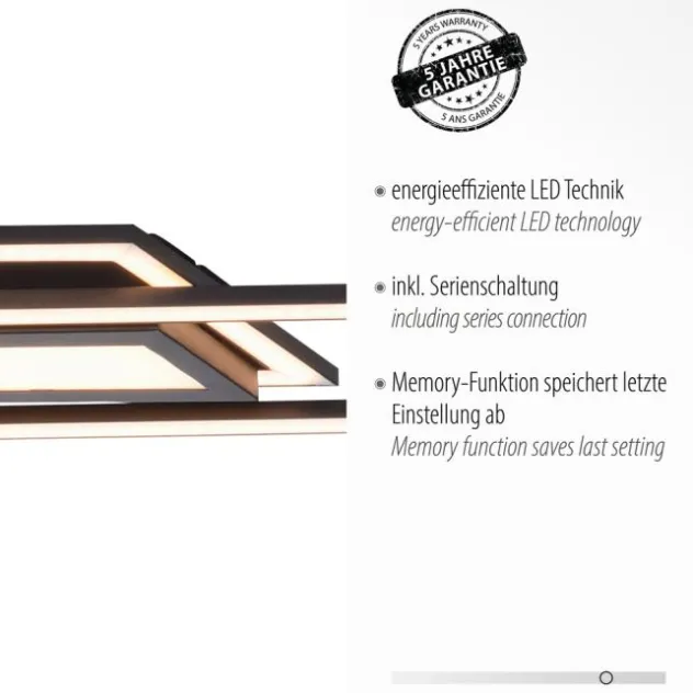 LED Deckenleuchte 100x17,9cm schwarz flach Memoryfunktion schlichtes Panel