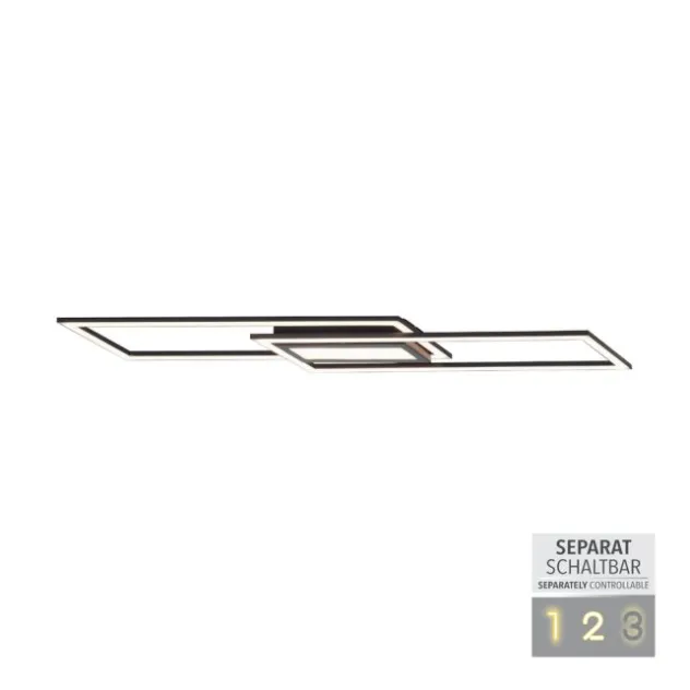 LED Deckenleuchte 100x17,9cm schwarz flach Memoryfunktion schlichtes Panel