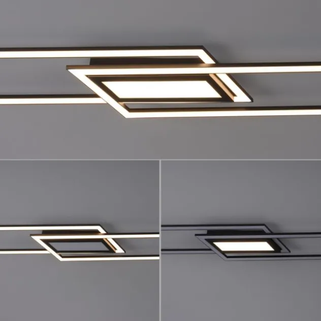 LED Deckenleuchte 100x17,9cm schwarz flach Memoryfunktion schlichtes Panel