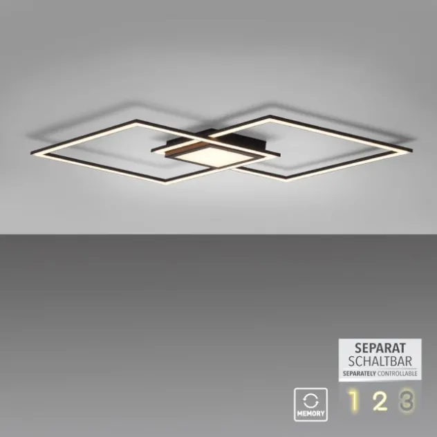 LED Deckenleuchte 106x37cm schwarz flach Memoryfunktion schlichtes Panel