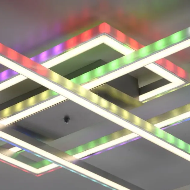 LED Deckenleuchte 101,5x71cm silberfarbig RGB Rainbow Farben dimmbar CCT