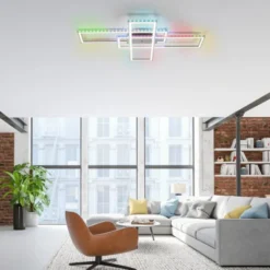 LED Deckenleuchte 101,5x71cm silberfarbig RGB Rainbow Farben dimmbar CCT
