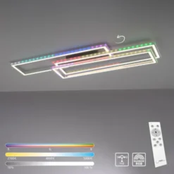 LED Deckenleuchte 101,5x71cm silberfarbig RGB Rainbow Farben dimmbar CCT