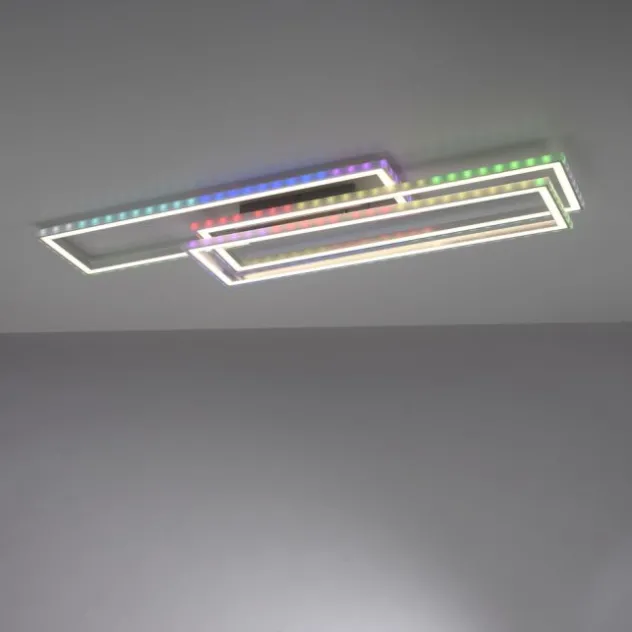LED Deckenleuchte 101,5x71cm silberfarbig RGB Rainbow Farben dimmbar CCT