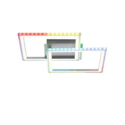 LED Deckenleuchte 44,5x44,5cm silberfarbig drehbar RGB Rainbow Farben dimmbar