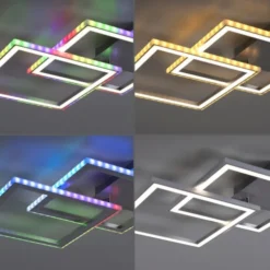 LED Deckenleuchte 44,5x44,5cm silberfarbig drehbar RGB Rainbow Farben dimmbar