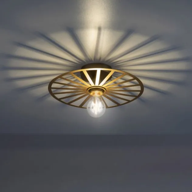 LED Deckenleuchte 30x30 messing matt farbig rund Speichenoptik Wandlampe