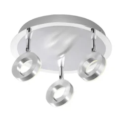 LED-Deckenstrahler, aluminium-matt, 3 Leuchtköpfe, warmweiße Lichtfarbe