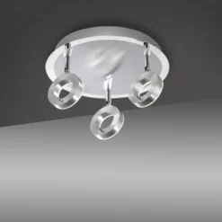 LED-Deckenstrahler, aluminium-matt, 3 Leuchtköpfe, warmweiße Lichtfarbe