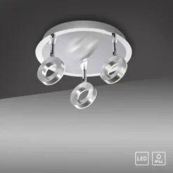 LED-Deckenstrahler, aluminium-matt, 3 Leuchtköpfe, warmweiße Lichtfarbe