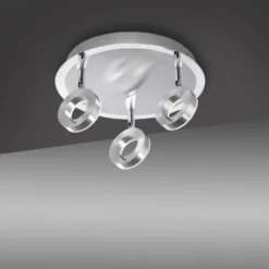 LED-Deckenstrahler, aluminium-matt, 3 Leuchtköpfe, warmweiße Lichtfarbe
