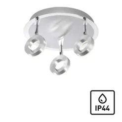 LED-Deckenstrahler, aluminium-matt, 3 Leuchtköpfe, warmweiße Lichtfarbe