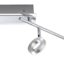 LED Deckenstrahler, aluminiumfarben, schwenkbar, runde Leuchtköpfe, modern