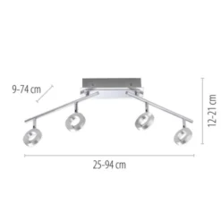 LED Deckenstrahler, aluminiumfarben, schwenkbar, runde Leuchtköpfe, modern