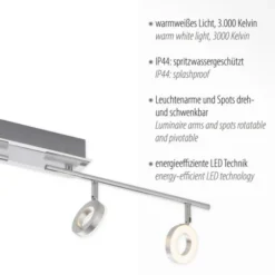 LED Deckenstrahler, aluminiumfarben, schwenkbar, runde Leuchtköpfe, modern